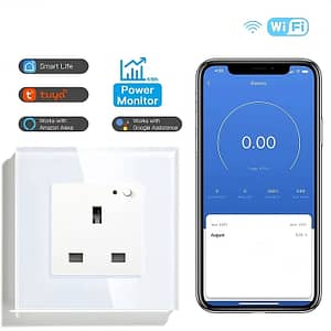 Energy Monitoring Smart Socket - 13a Tuya Wifi Single - White