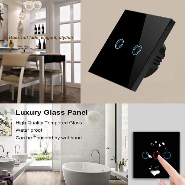 Smart Wifi Wall Switch - 2 Gang - Black - Image 3