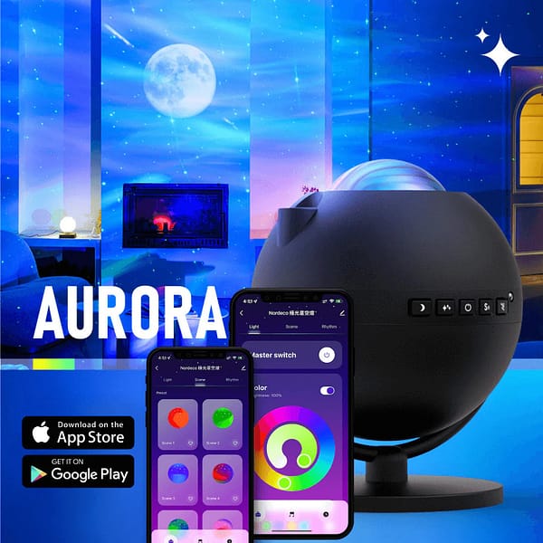 Smart Aurora Moon & Starlight Projector Lamp
