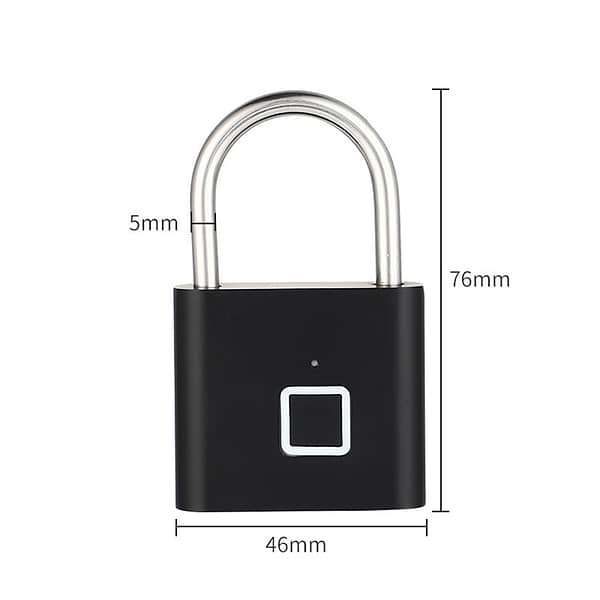 Smart Fingerprint Padlock - Black Colour - Image 3
