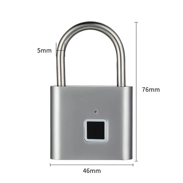 Smart Fingerprint Padlock - Silver Colour - Image 6
