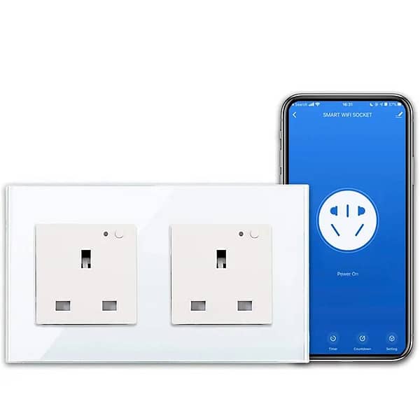Energy Monitoring Smart Socket - 13a Tuya Wifi Double - White - Image 3
