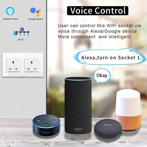 Energy Monitoring Smart Socket - 13a Tuya Wifi Double - White - Image 2