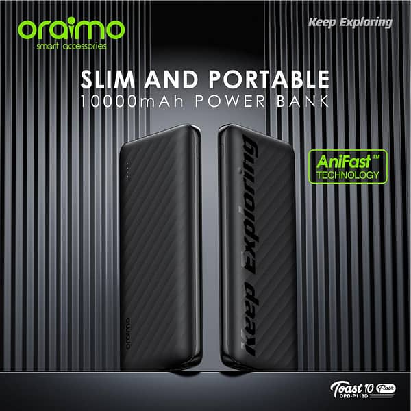 oraimo Toast 10 Flash 10000mAh 12W Power Bank