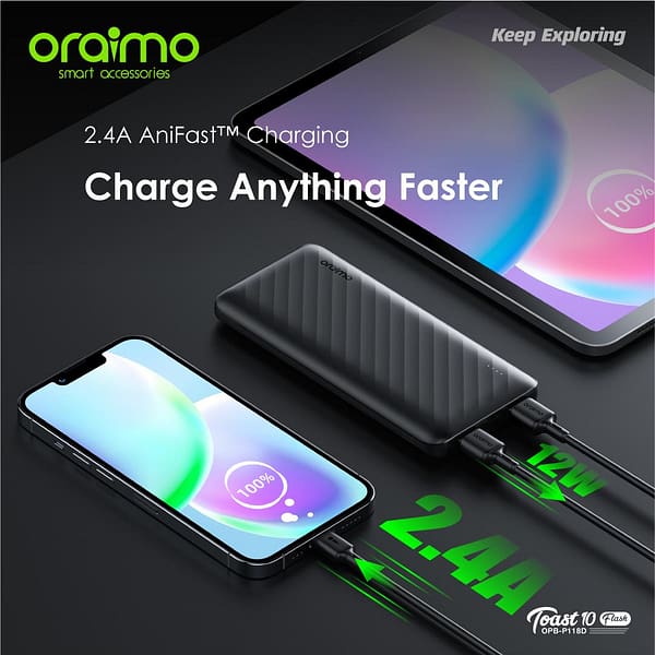 oraimo Toast 10 Flash 10000mAh 12W Power Bank