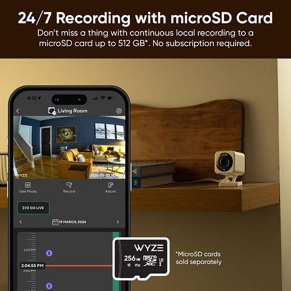 Wyze Cam V4 2.5k QHD Resolution Indoor/outdoor Smart Camera CCTV Night Vision- White - Image 3