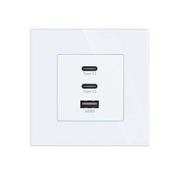 65W Triple USB Wall Socket With Super Fast Charging - White - Image 2