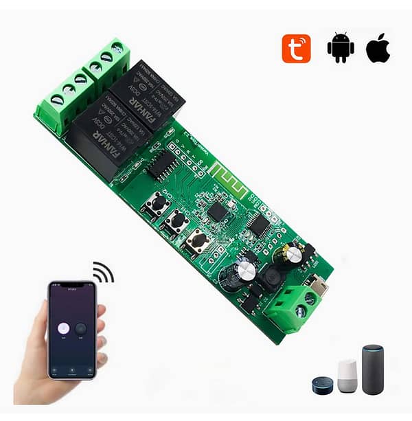 Tuya Smart 2Ch Self Locking Inching Relay Switch 10A, - Image 2