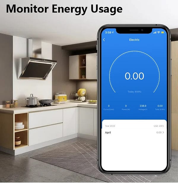 Energy Monitoring Smart Socket - 13a Tuya Wifi Double - Black - Image 2