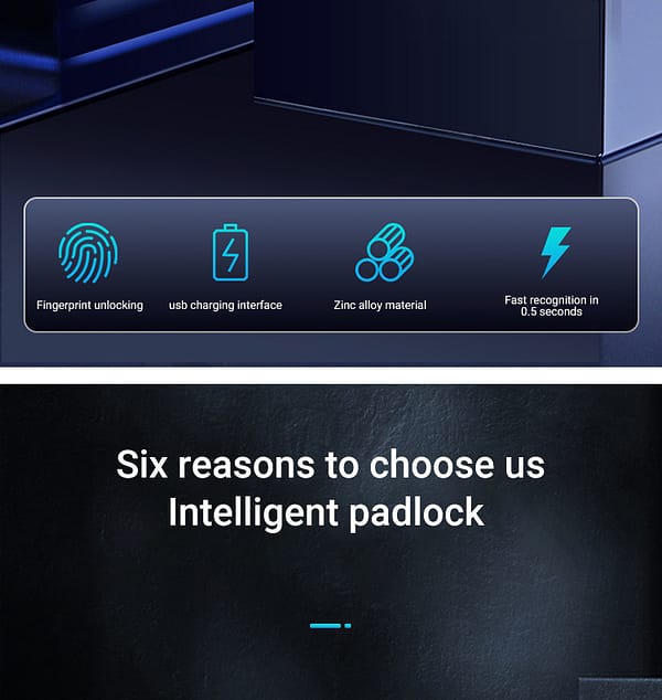 Smart Fingerprint Padlock - Silver Colour - Image 4
