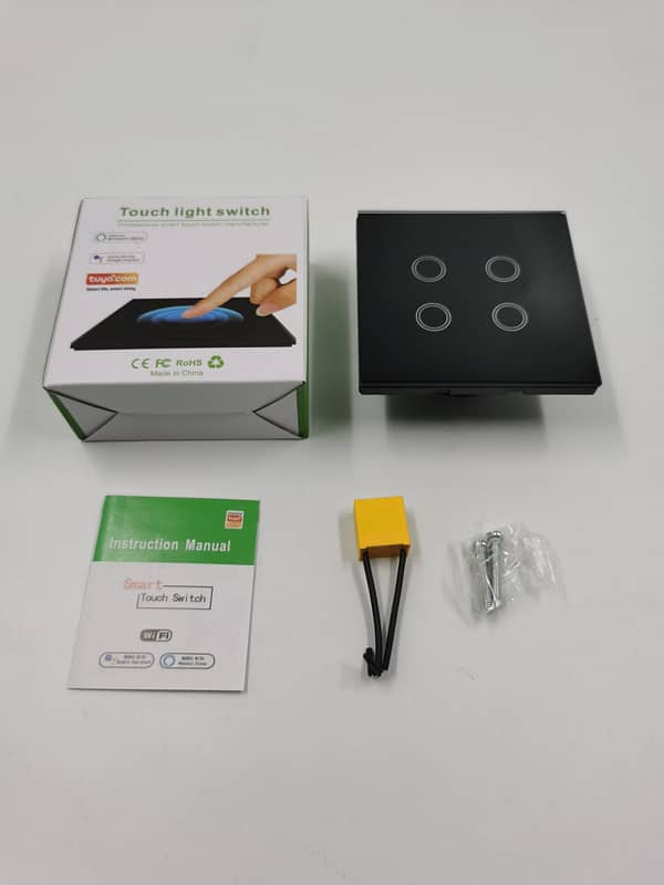 Smart Wifi Wall Switch - 4 Gang - Black - Image 3